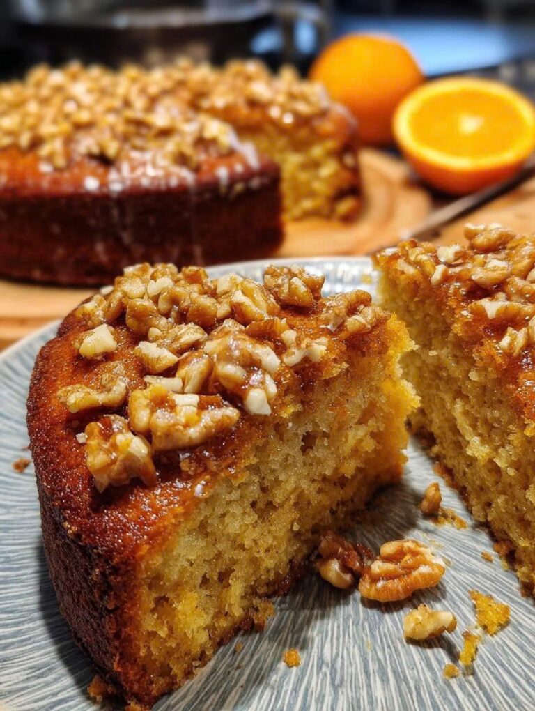 El Mejor Bizcocho Esponjoso de Naranja con Nueces