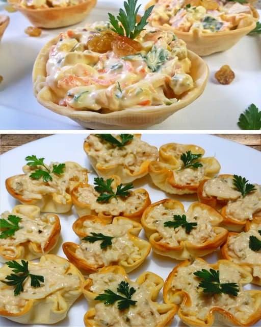 Canastitas de Jamón con Queso Crema