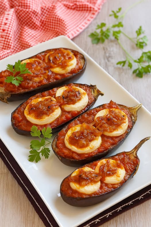 Berenjenas Rellenas de Carne y Queso de Cabra