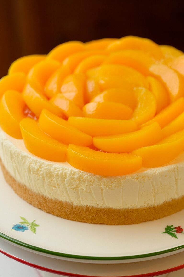 Tarta Fría de Queso y Melocotones