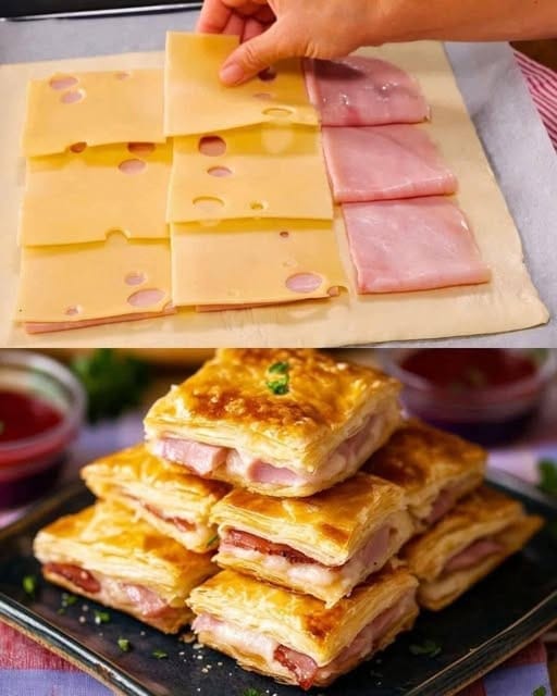 Bolsitas de Hojaldre de Jamón y Queso