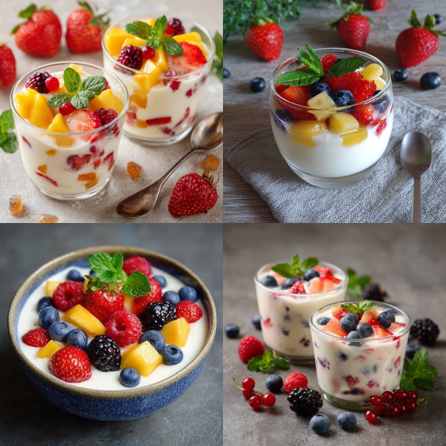 Gelatina de Yogur con Frutas Frescas