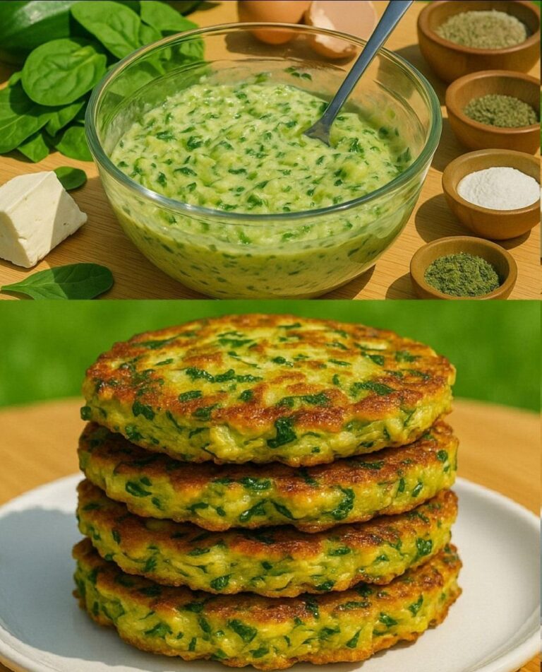 Buñuelos de Calabacín, Feta y Espinacas con Tzatziki de Ajo