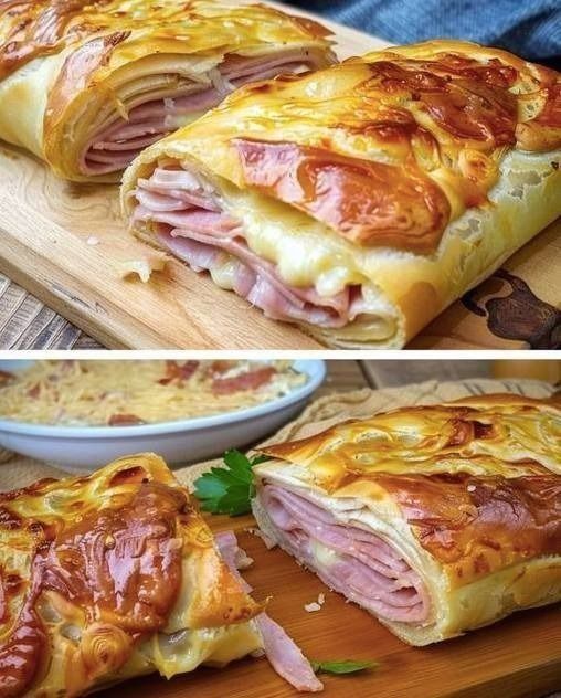 Strudel de Hojaldre con Jamón y Queso