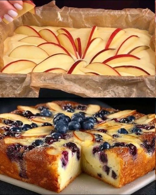 Pastel de Yogur de Manzana y Arándanos