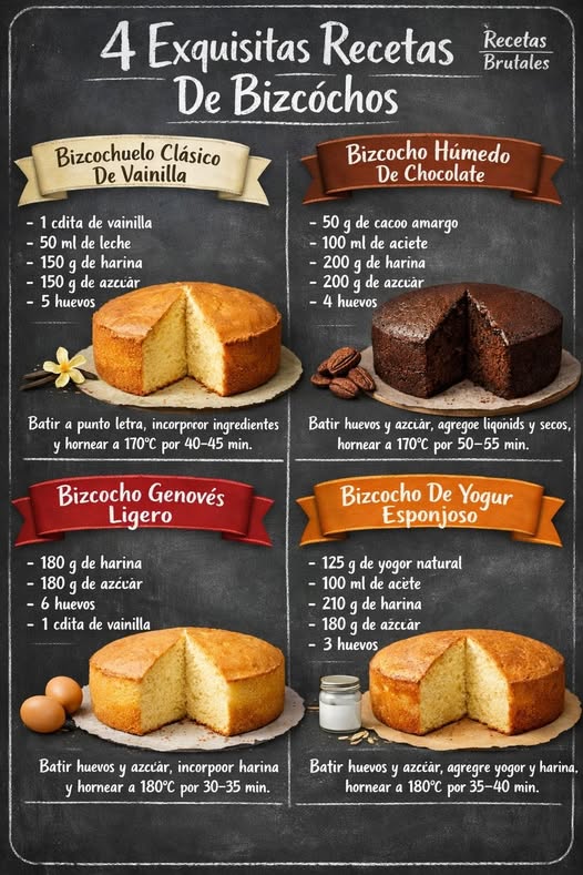 3 Recetas Infalibles de Bizcochos: Chocolate, Genovés y Yogur