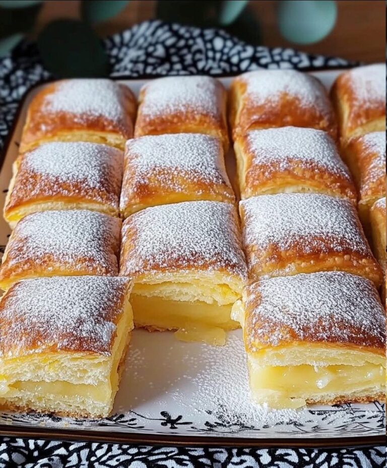 Cuadraditos de Hojaldre Rellenos de Crema Celestial: El Postre Crujiente y Suave que Enamora