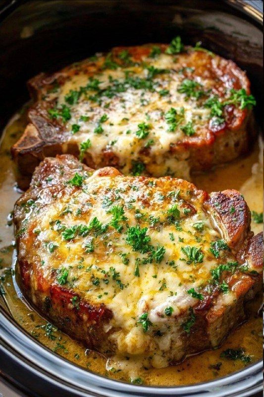 Chuletas de cerdo ahogadas con patatas en salsa