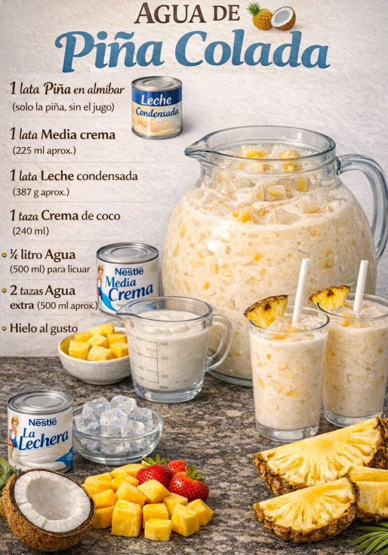 Agua de Piña Colada Cremosa y Rendidora